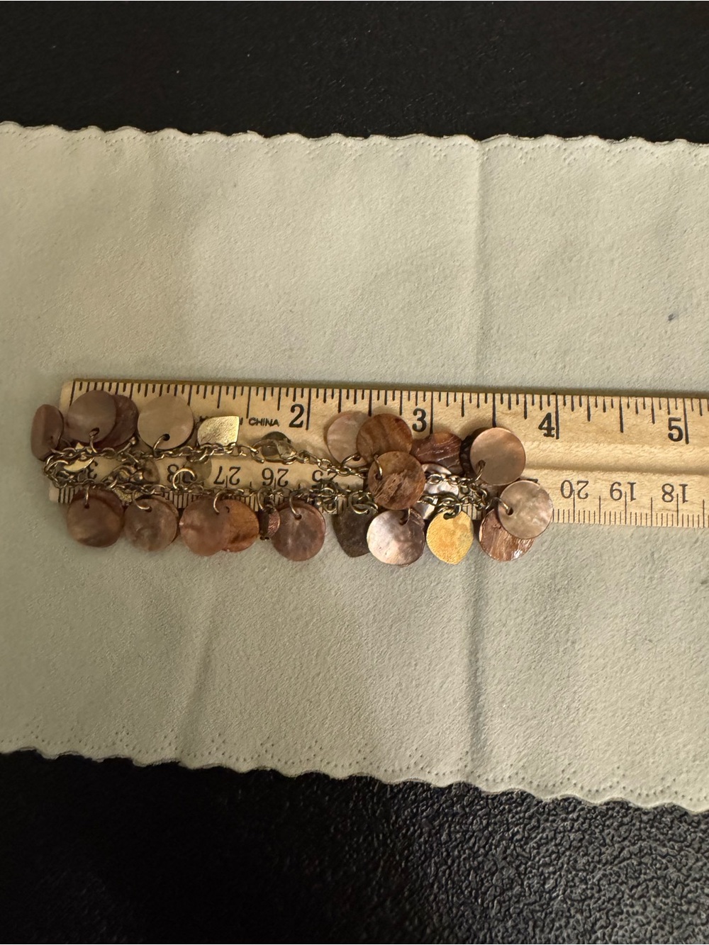 Disc Charm Bracelet – Iridescent Shell and Metal Discs - Picture 9 of 9